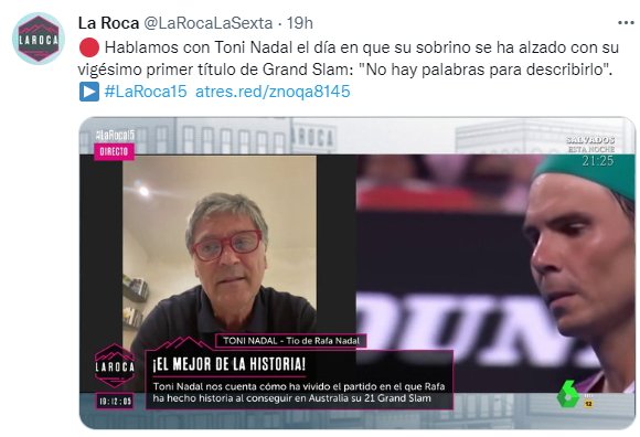 Toni Nadal en La Roca La Sexta