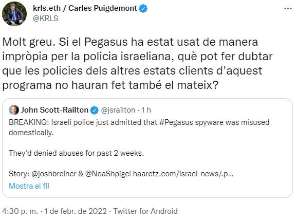 TUIT Carles Puigdemont