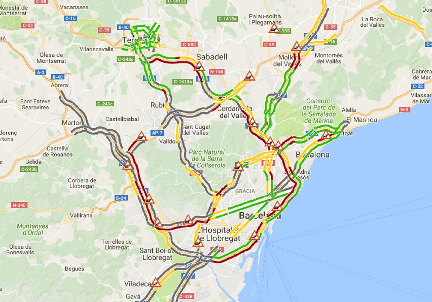 Mañana negra para el transporte en Barcelona
