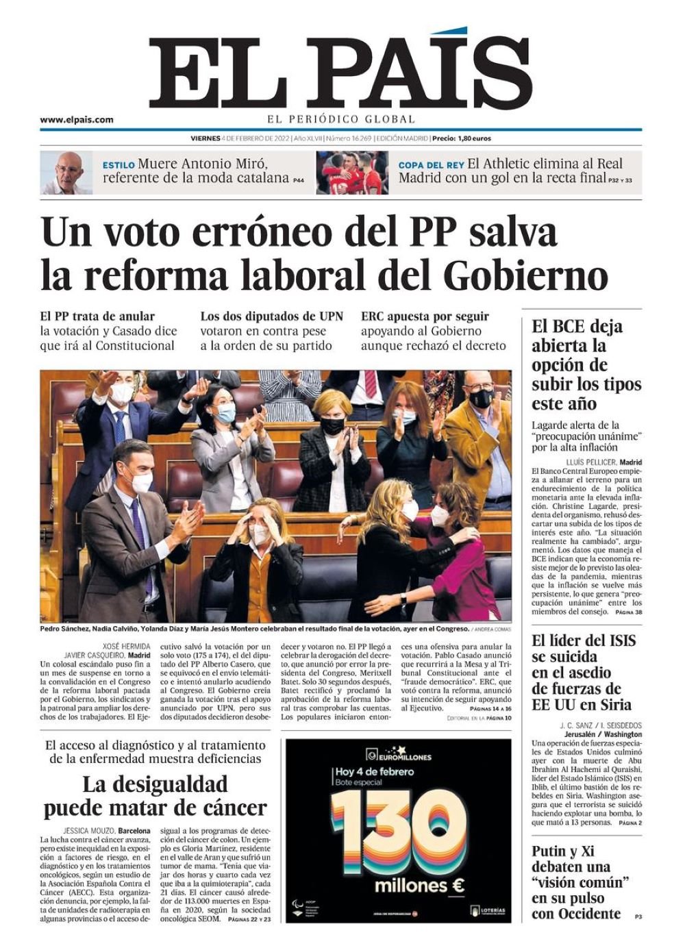 portada el país 04 febrer 2022