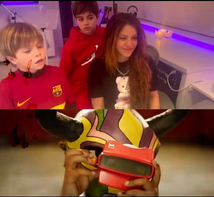 Shakira Sasha y Milan mirando video @shakira