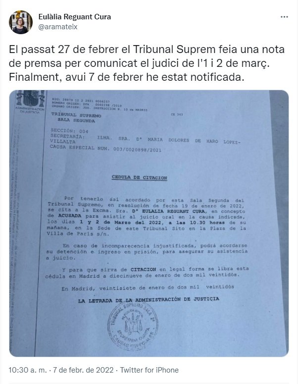 TUIT  eulalia reguant notificació tribunal