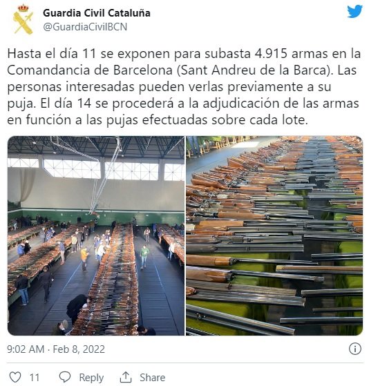 TUIT Guardia Civil subasta armas