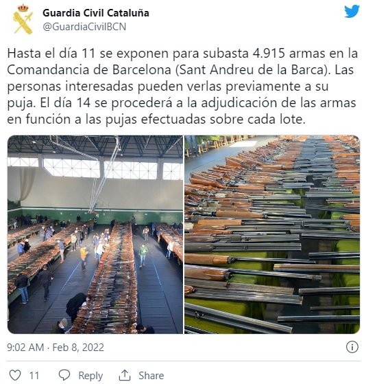 TUIT Guardia Civil subasta armas