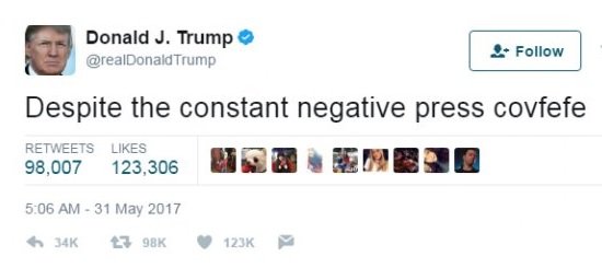 tuit trump covfefe