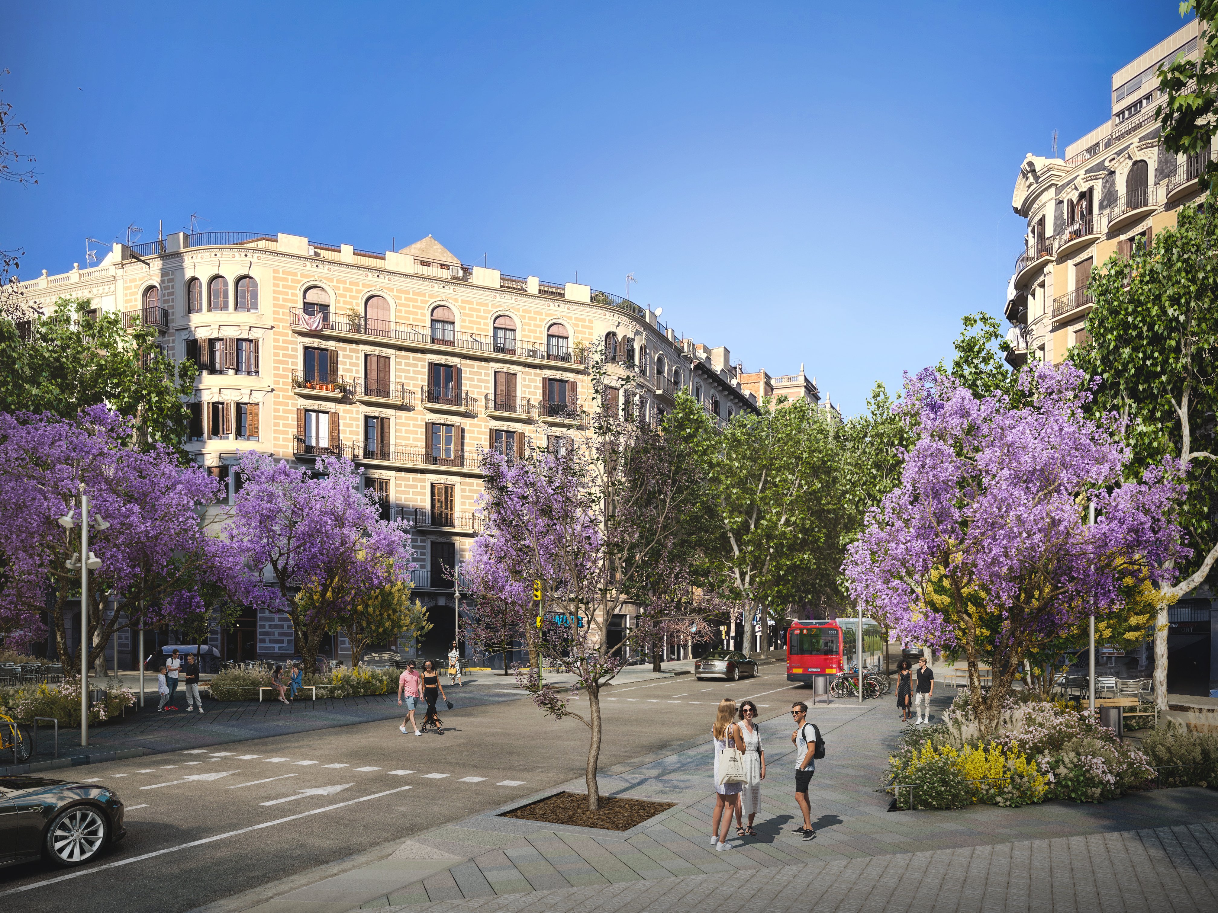 Antes y después: así quedarán los ejes verdes del Eixample