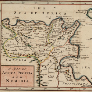 Mapa anglès de Tunisia (segle XVII). Font Cartoteca de Catalunya