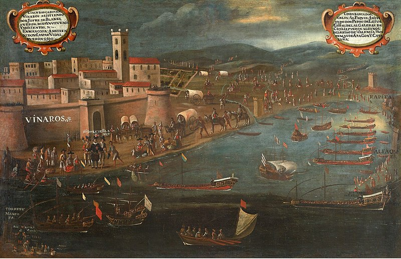 Representació de l'expulsió dels moriscos al port de Vinaròs. Font Wikimedia Commons