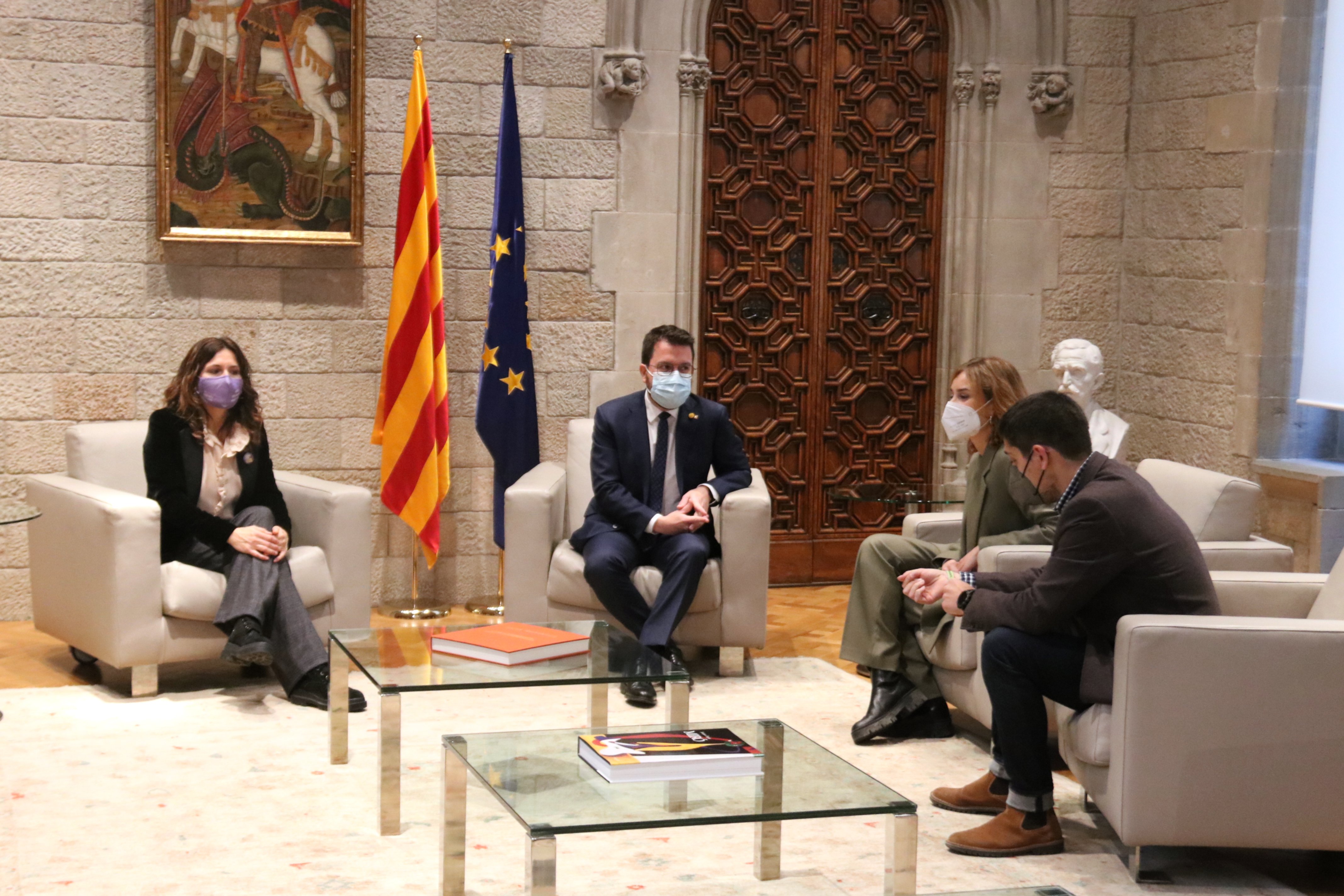 Presidenta del grupo parlamentario del Comuns, Jessica Albiach, durante la reunión en el Palau cono Pere Aragonès Laura Vilagrà ACN