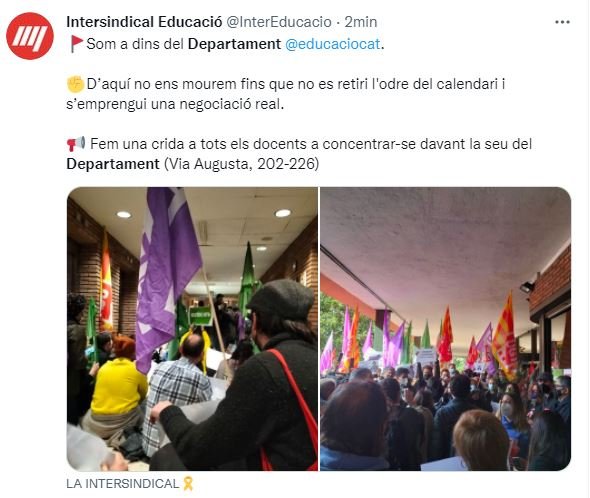 captura tuit Intersindical educacion