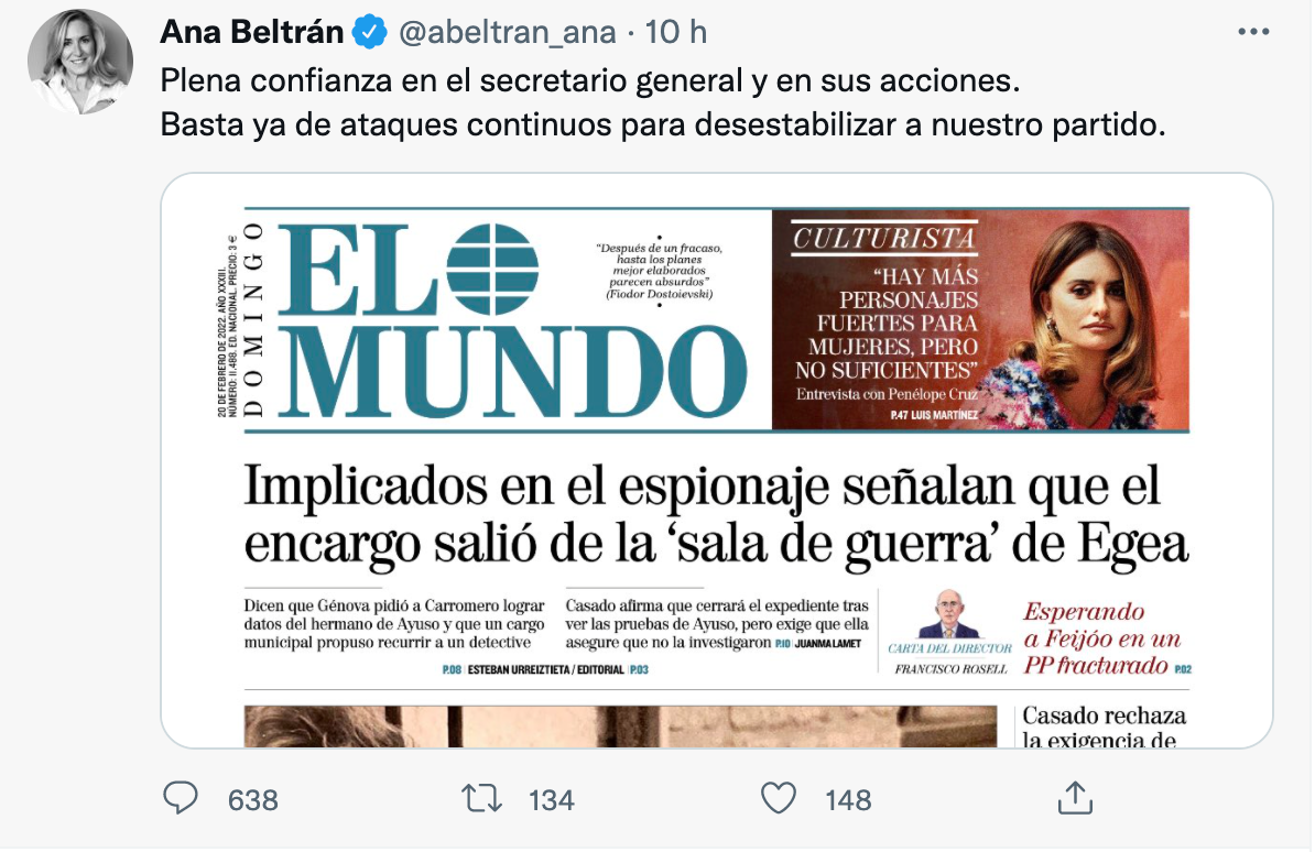 TUIT Ana Beltrán caso Ayuso