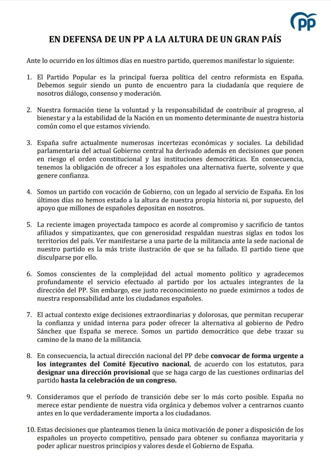 manifiesto militantes PP