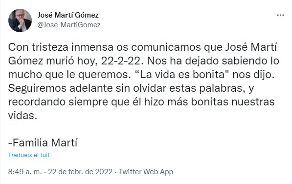 TUIT mort José Martí Gómez