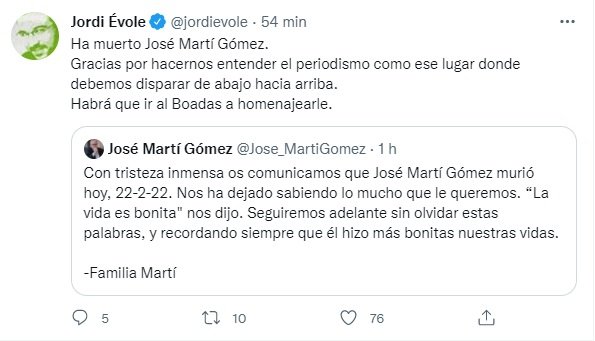 TUIT mort José Martí Gómez evole