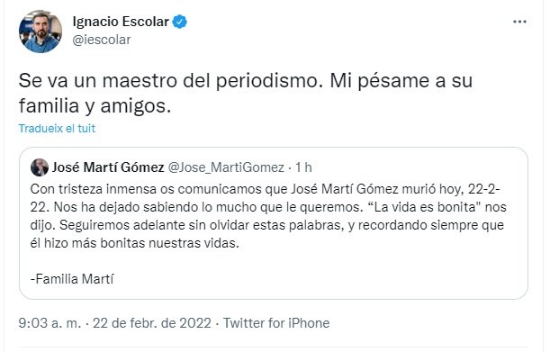 TUIT mort José Martí Gómez escolar