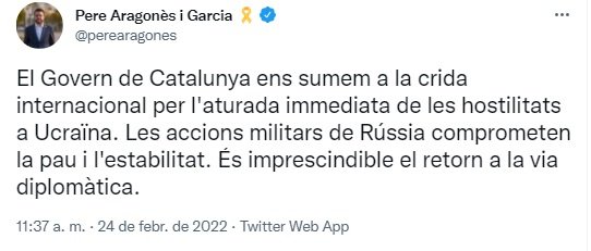 TUIT pere aragonès Ucraina