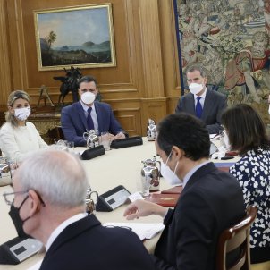 Reunión del consejo de seguridad nacional, rey Felipe VI Zarzuela, Pedro Sánchez, Nadia Calviño, Yolanda Díaz - Efe - Francisco Gómez