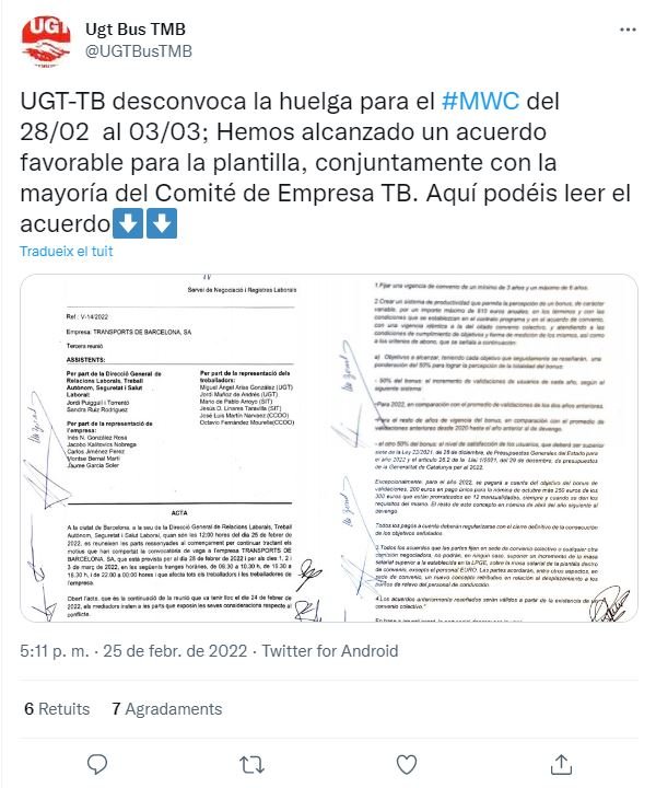 TUIT ugt desconvocada huelga marzo 2022