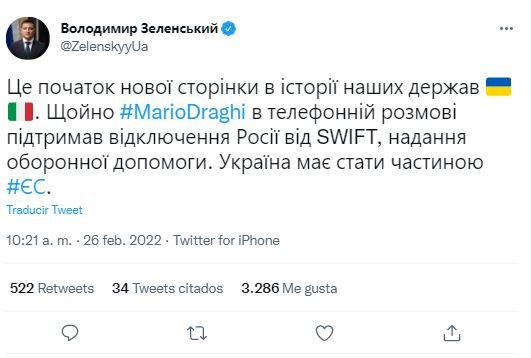 Tuit Zelesnki Rusia