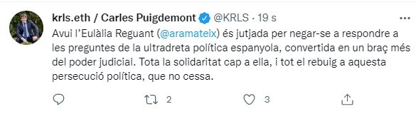 TUIT puigdemont madrid reguant