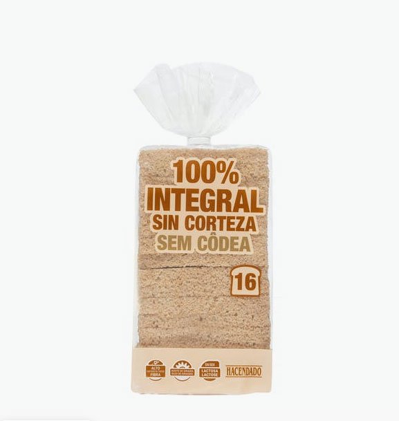 Pan de molde 100% integral sin corteza Hacendado1