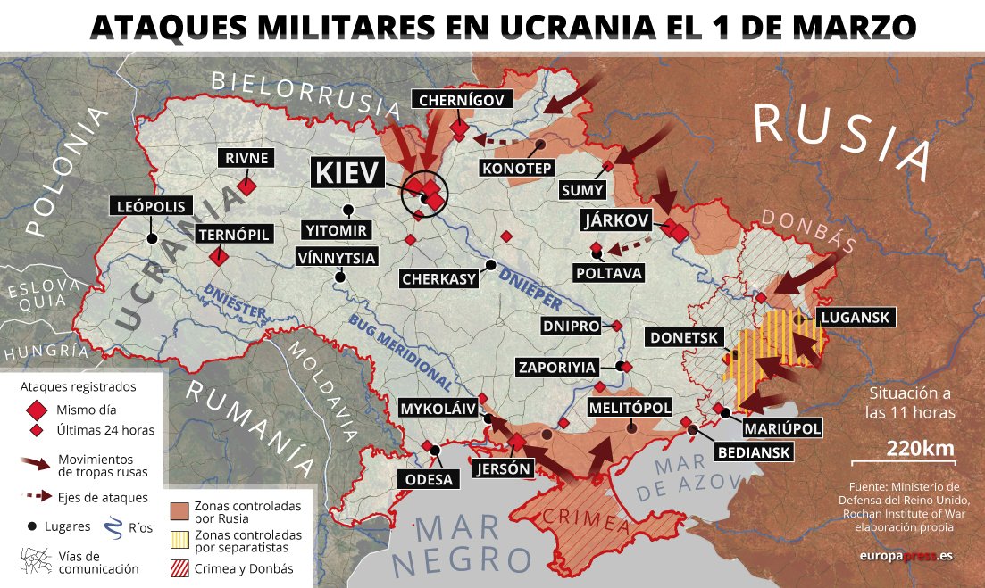 EuropaPress mapa ataques militares ucrania registrados marzo estado 1200 convoy mas 40
