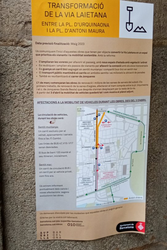 cartel restricciones obras vía layetana foto jordi palmer