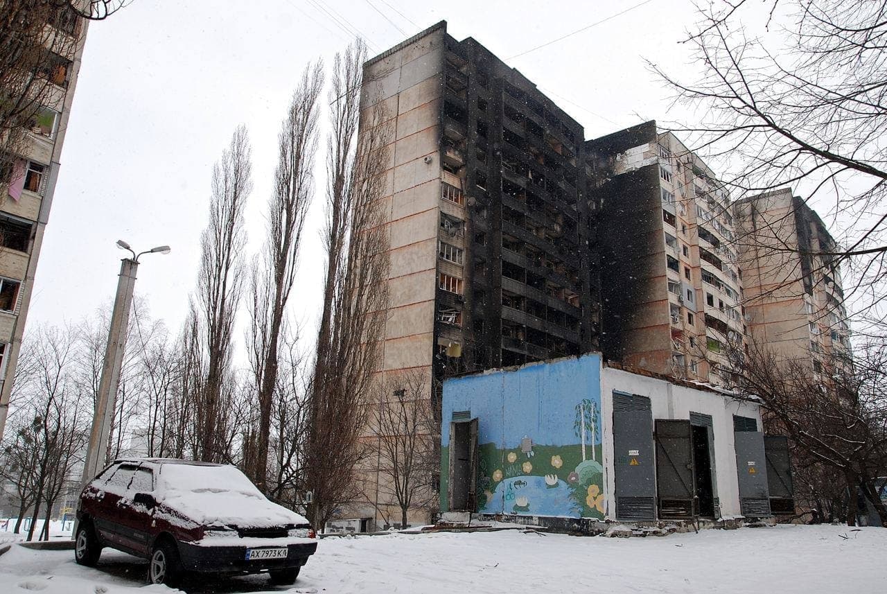 Edificio quemado en Járkov   Agencia Unian