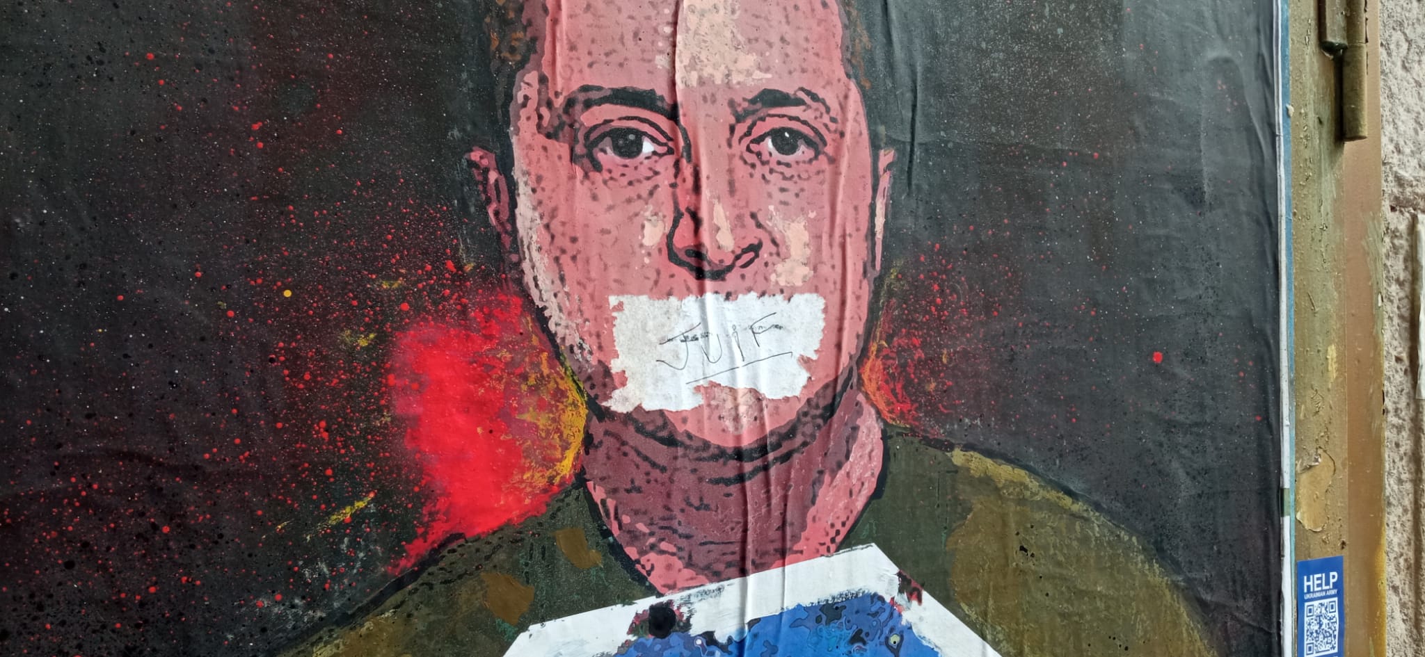 Grafiti Zelenski "judio" en la boca