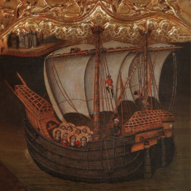 Representació d'una coca mercant catalana. Font Museu Marítim de Barcelona
