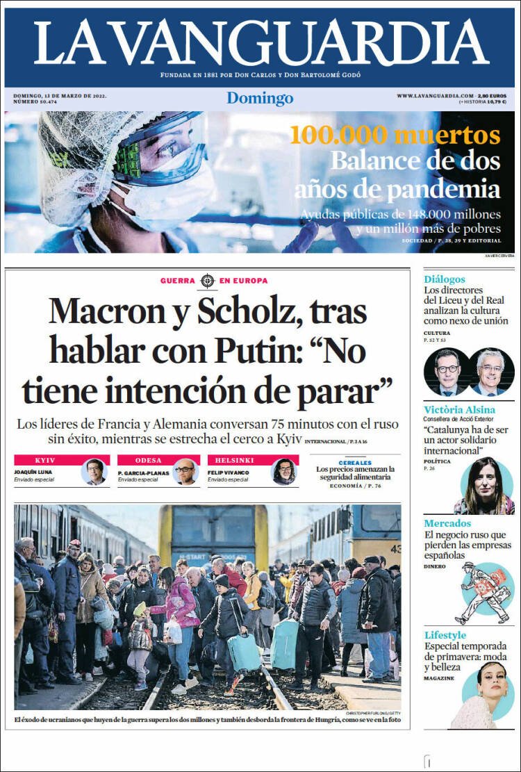 portada la vanguardia 13 marzo 2022 portada la vanguardia 13 marzo 2022