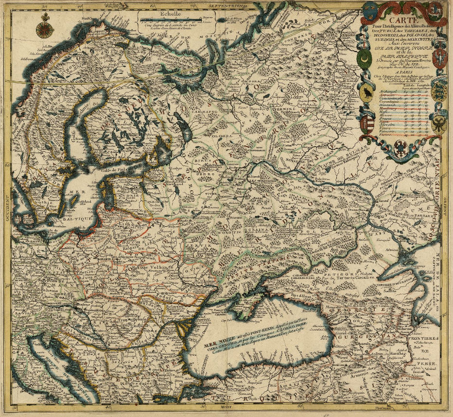 Mapa de la Europa oriental (1711). Fuente Cartoteca de Caalunya