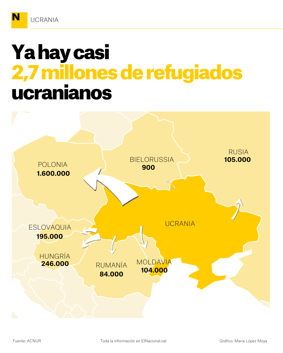 Mapa refugiats ucraïna 14 març cas