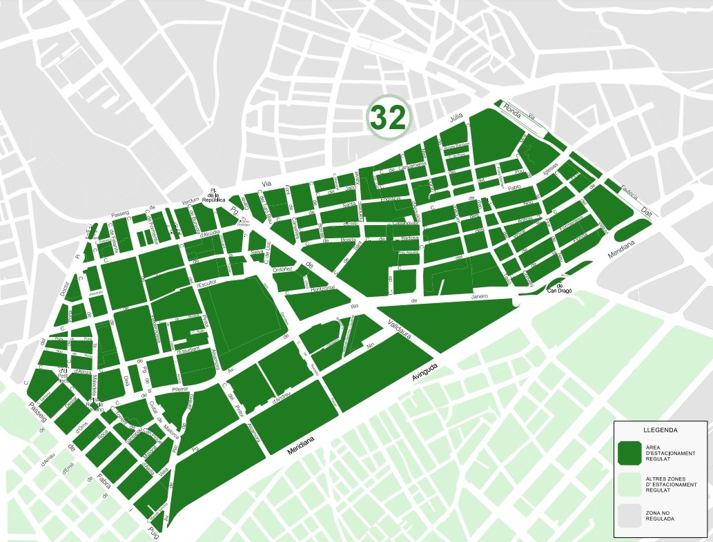 mapa zona 32 aparcamiento ajbcn