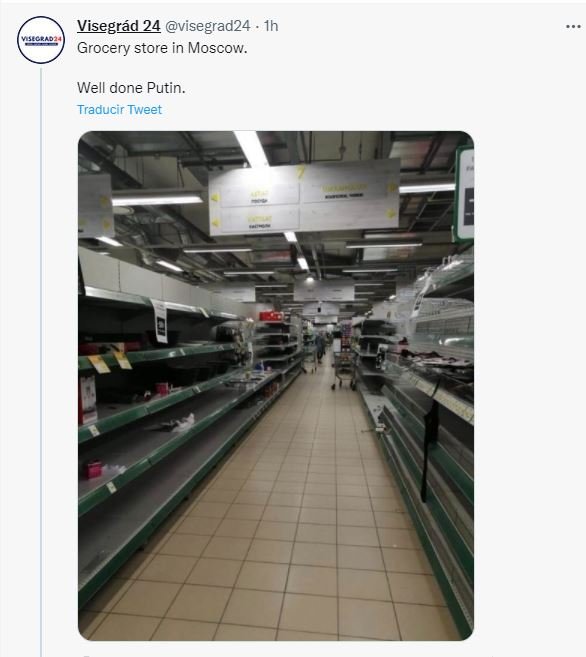 captura tuit supermercado Moscu
