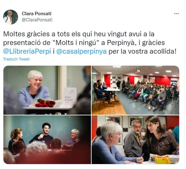 Captura tuit Clara Ponsatí