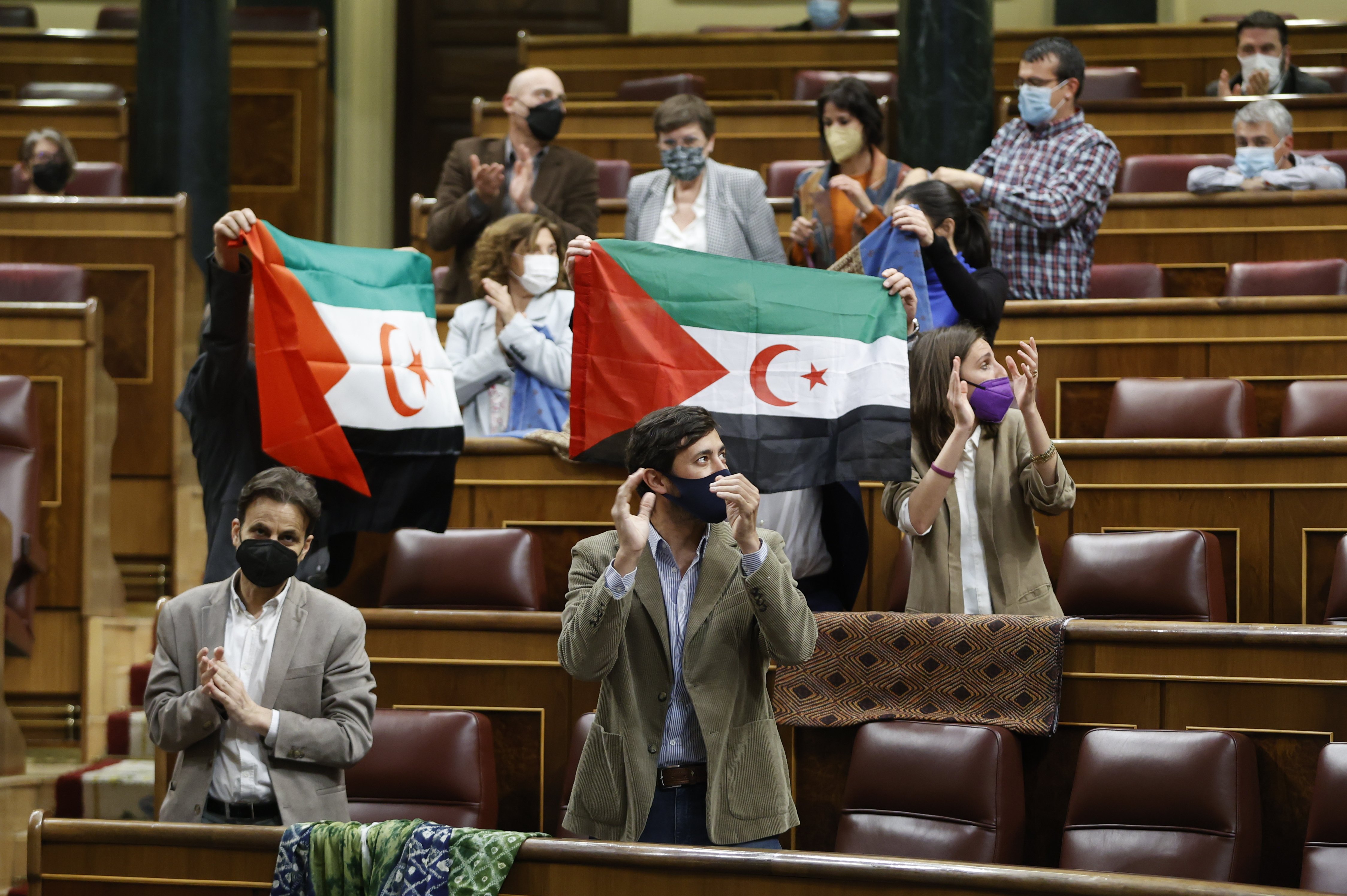 diputados unidas podemos muestran banderas sahara congreso   efe