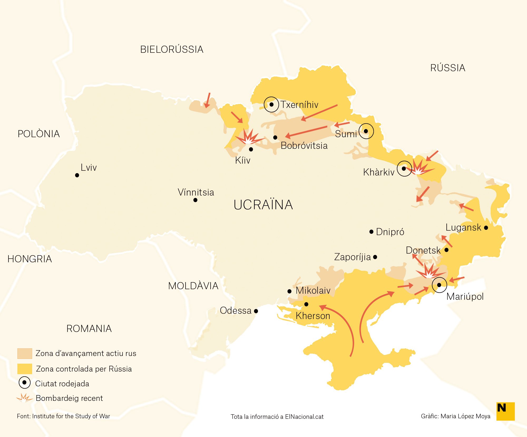 Mapa Ucraïna Guerra 22 març cat Maria López Moya