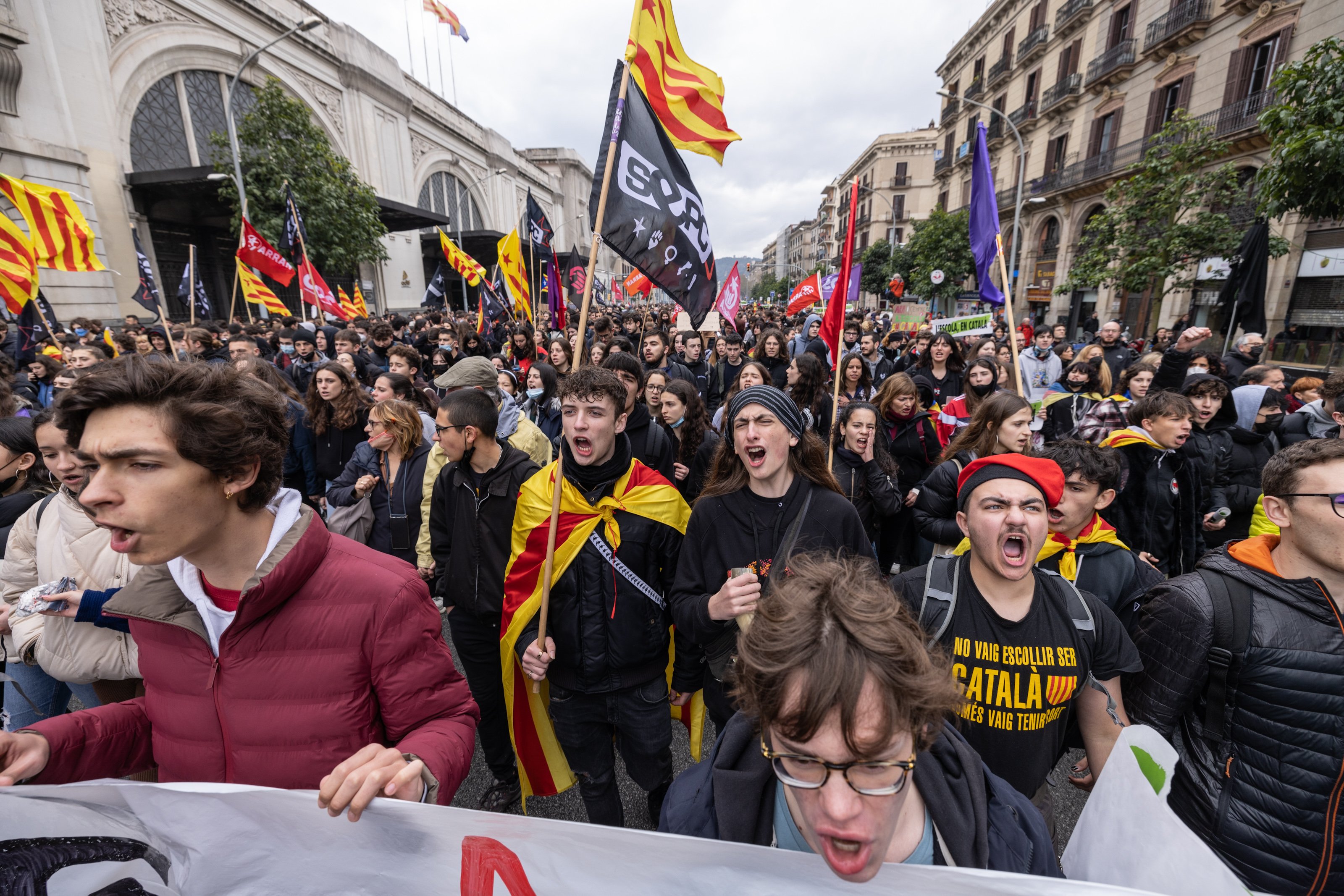 La manifestación en contra del 25% de castellano, en imágenes