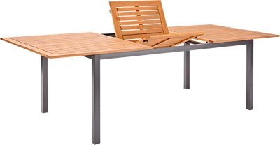 Mesa extensible de aluminio y madera Oris