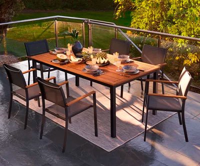 Mesa extensible de aluminio y madera Oris 2