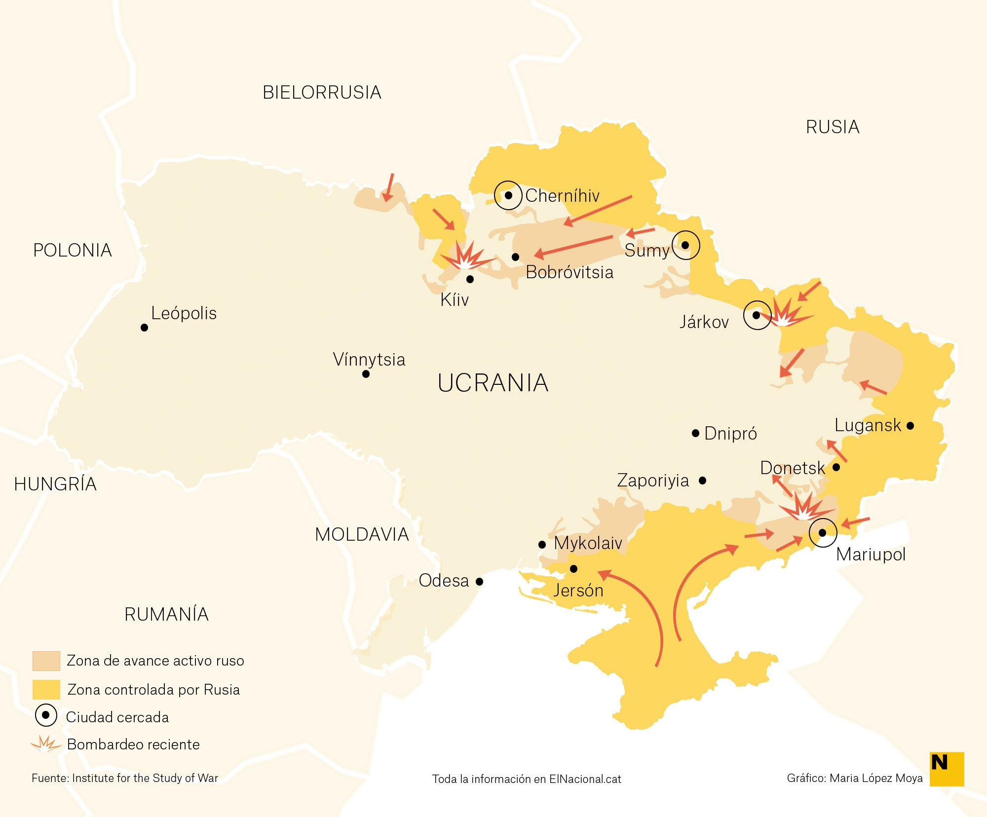 Mapa Ucraïna Guerra 24 març cas Maria López Moya