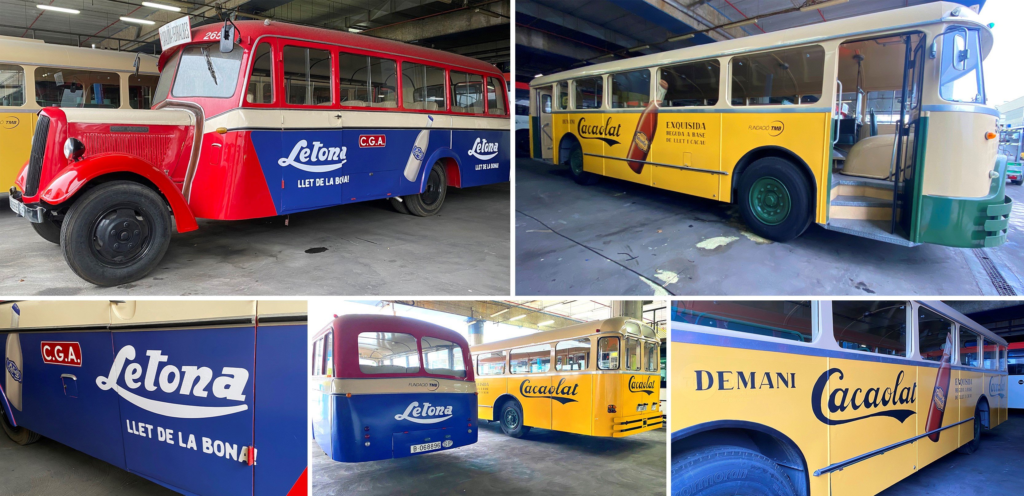Cacaolat y Letona visten autobuses clásicos de TMB con motivo de su centenario