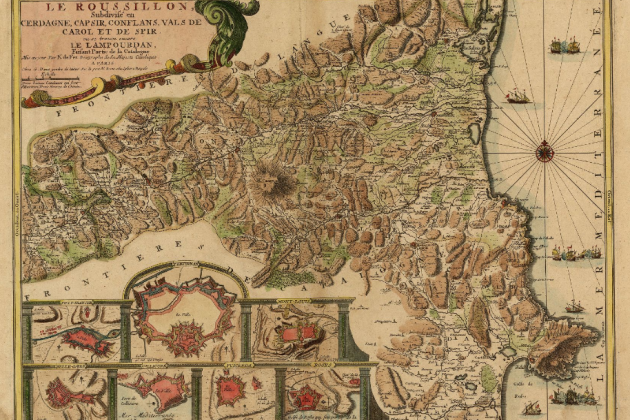 Mapa borbónico de la Catalunya Norte (1760). Fuente Cartoteca de Catalunya
