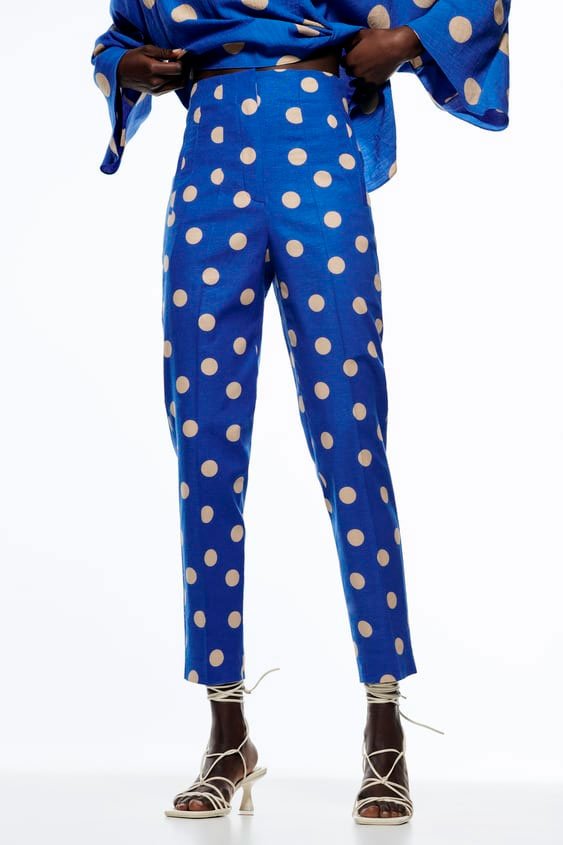 Pantalón de lunares con lino1