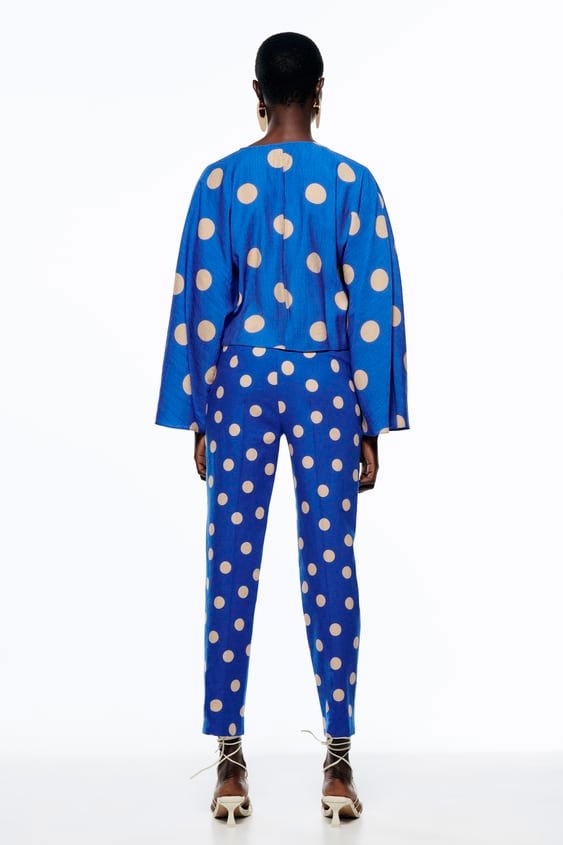 Pantalón de lunares con lino