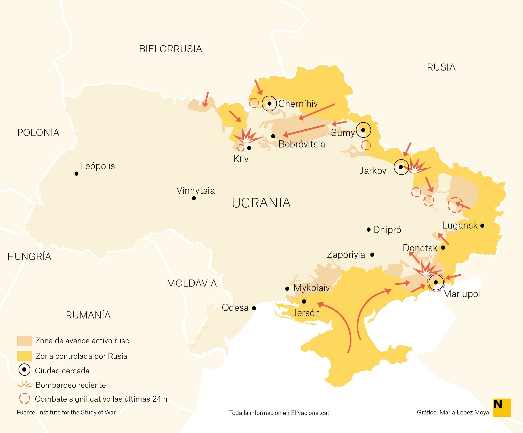 Mapa Ucraïna Guerra 27 març cas Maria López Moya