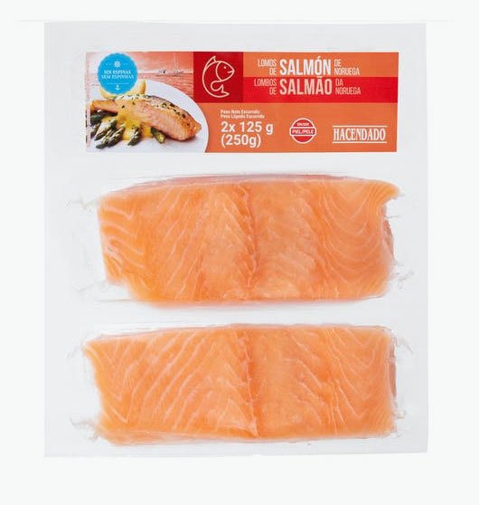 Lloms de salmó de Noruega sense pell i sense espines de Hacendado1
