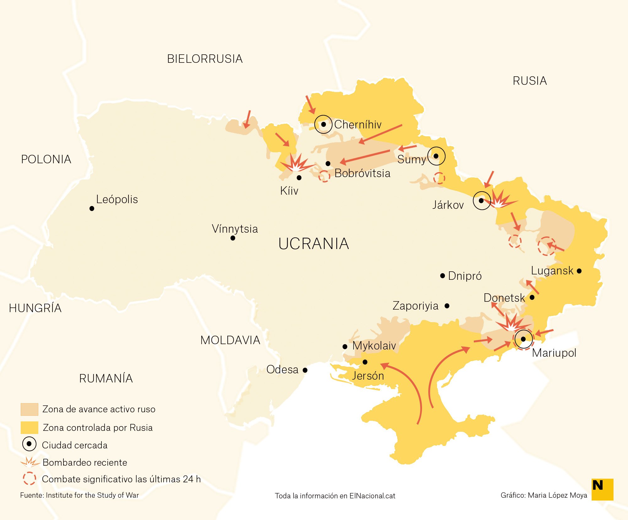 Mapa Ucraïna Guerra 28 març cas Maria López Moya