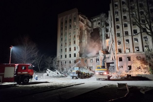 bombardejat, destruït edifici de l'administració estatal regional a Mykolaiv, invasió Rússia Ucraïnesa 2 Efe